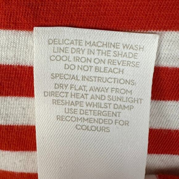 Boden Top Womens Large Red Striped Long Sleeve Ruffle Collar Preppy Nautical - Picture 6 of 12